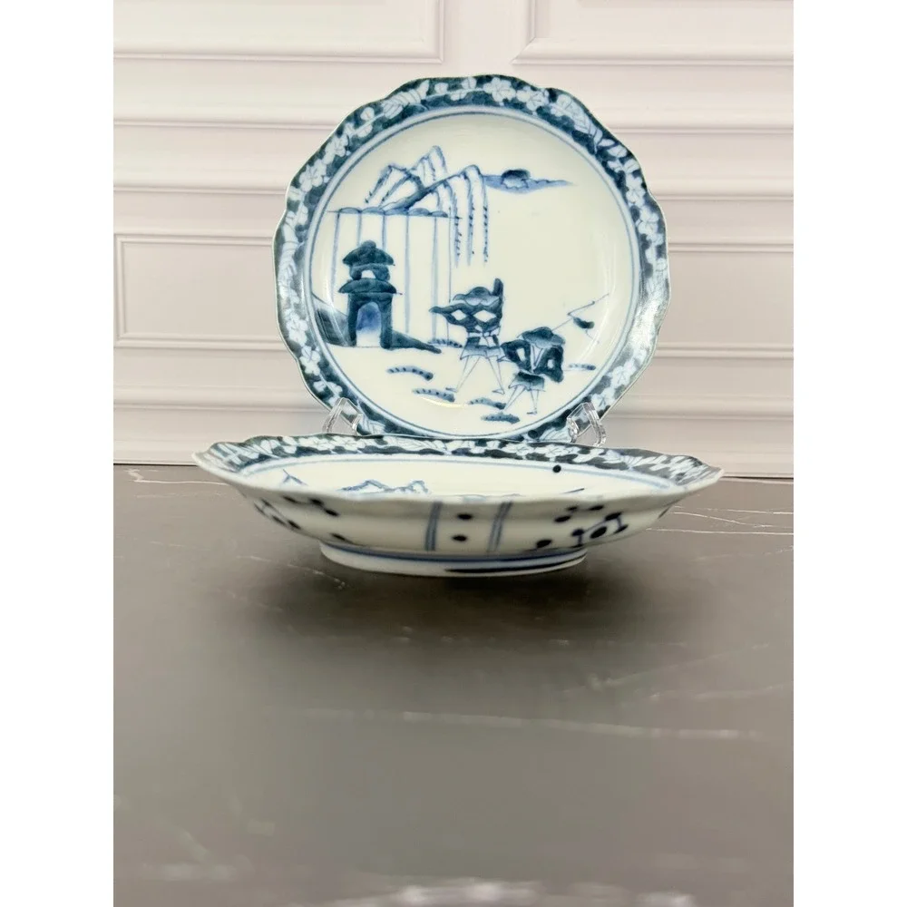 VTG PAIR (2) Blue White Chinese Porcelain 6 1/4